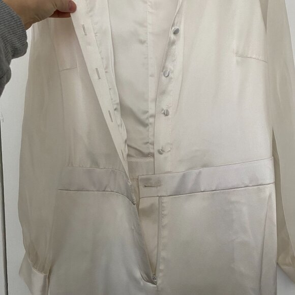 NEW Custom Silk Wedding Bridal Jumpsuit Queer Androgenous Formal Unique Suit - Picture 3 of 16